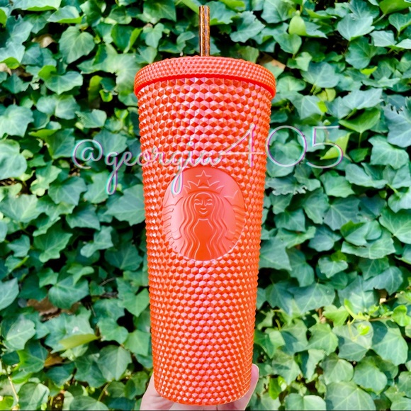 🧡New STARBUCKS Studded Orange Pearl Venti Tumbler Fall 2022 - Picture 6 of 6